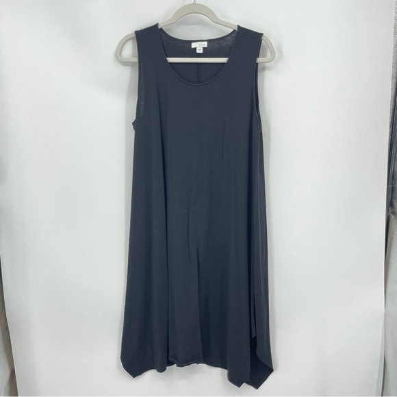 Pure Jill Stretch Jersey Tank Top Jagged Hem Lagenlook Midi Dress Sz L - Picture 1 of 8